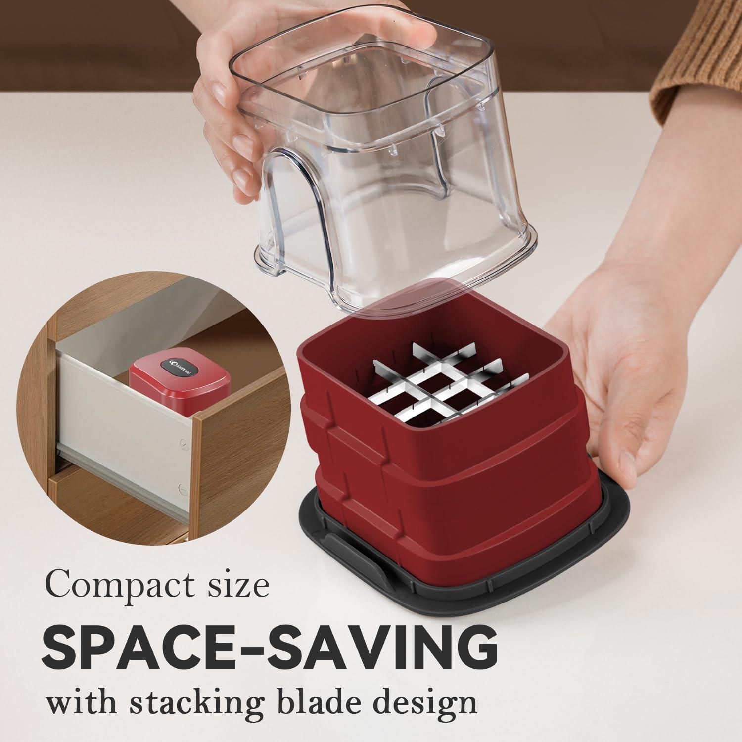 Picador de Verduras KEOUKE 3 Cuchillas Manual Rojo