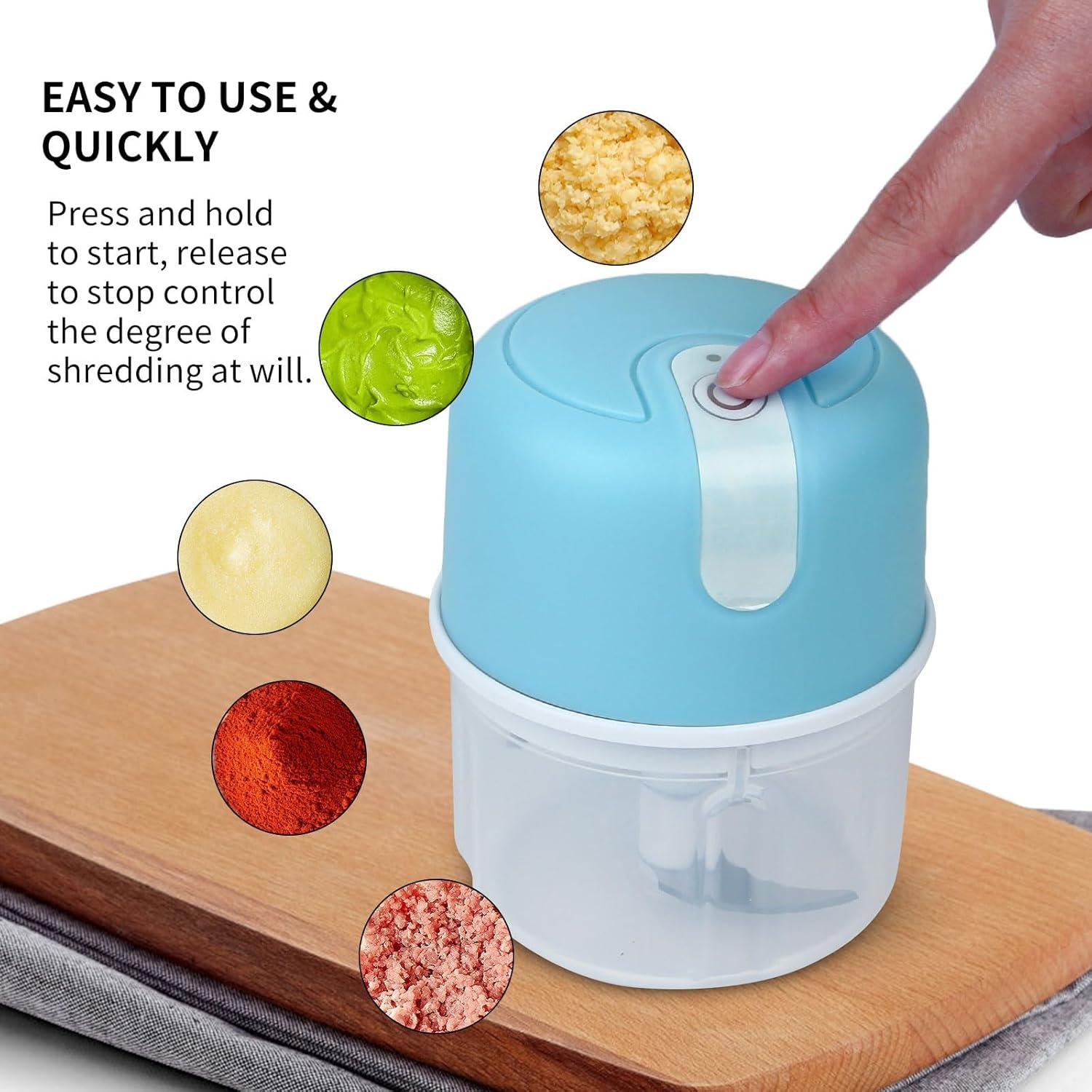 Electric Garlic Chopper, 250ML Portable Garlic Chopper with USB Charging Function, Wireless Food Processor for Chili, Fruit, Meat, Ginger, Onion etc