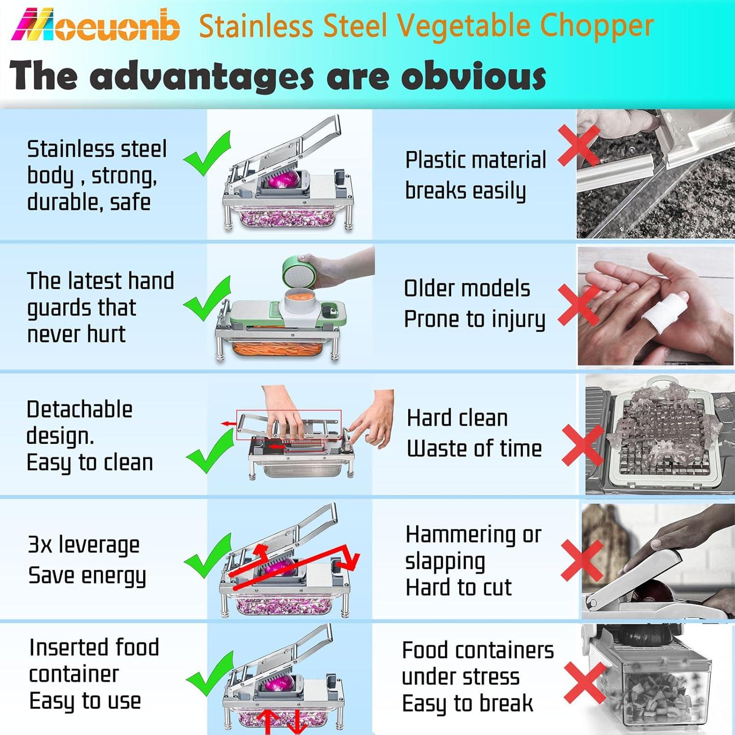 Cortador de Verduras Moeuonb Todo-en-1 con 8 Cuchillas