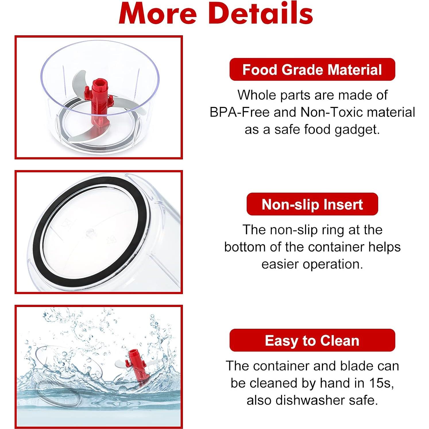 Picador Manual Geedel 2.5 Tazas Acero Inoxidable Rojo