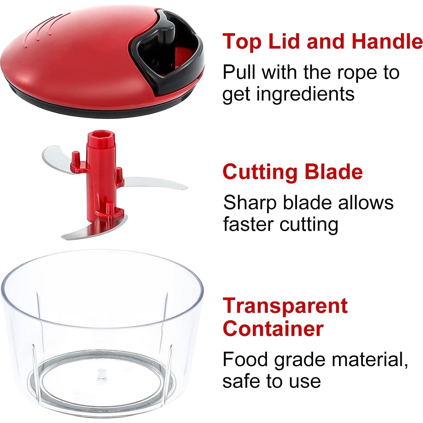 Picador Manual Geedel 2.5 Tazas Acero Inoxidable Rojo