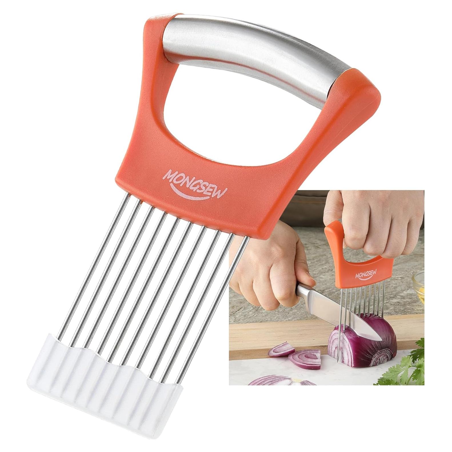 Cortador de Cebolla MONGSEW Acero Inoxidable Naranja 7.11 cm