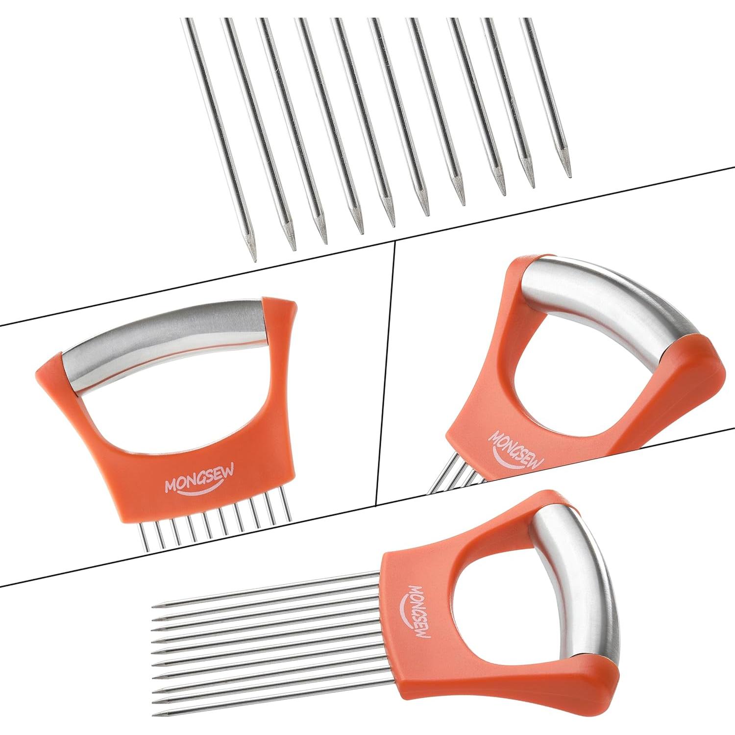Cortador de Cebolla MONGSEW Acero Inoxidable Naranja 7.11 cm