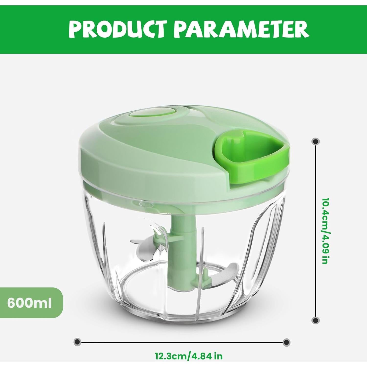 Picador de Verduras Manual FILTA 650ml Verde - Cuchillas Inox