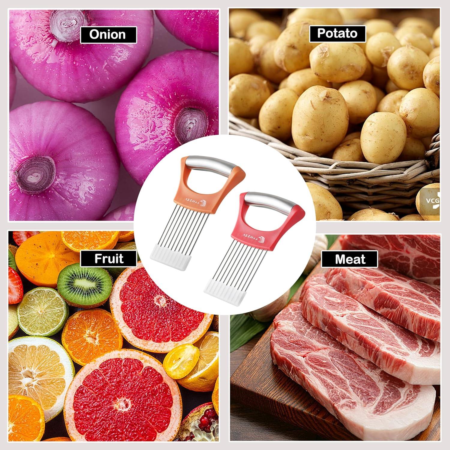 Cortador de Cebolla 2PCS XZZWLL Acero Inoxidable Apto Lavavajillas