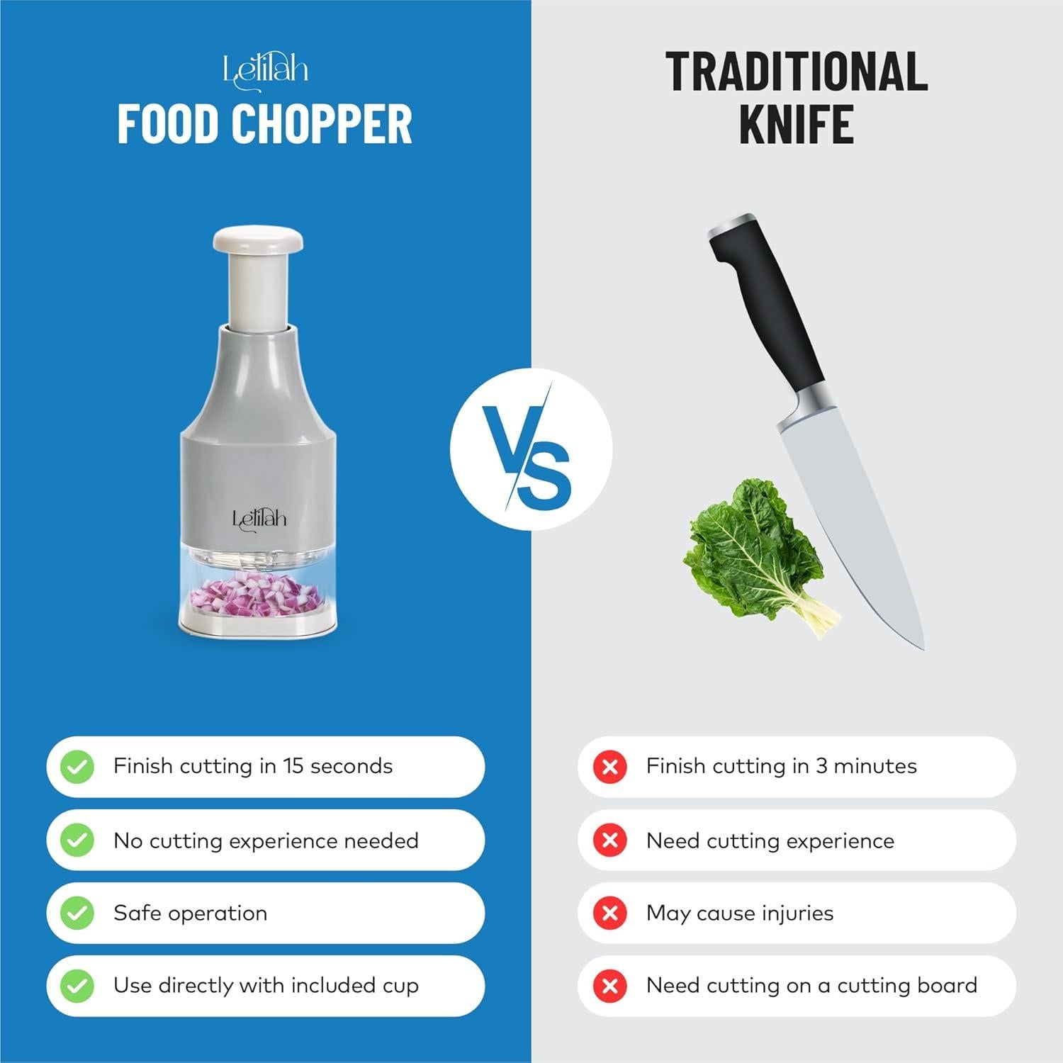 Picador Manual de Alimentos Lelilah - Acero Inoxidable, 255g