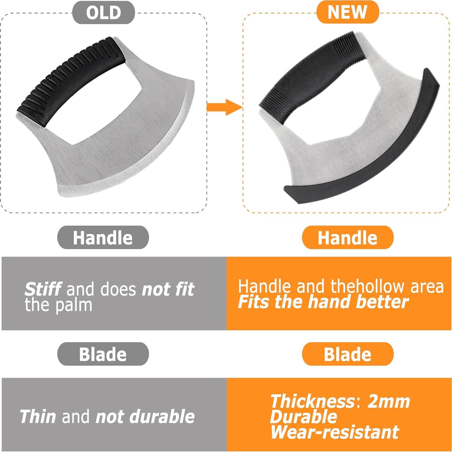 Cuchillo Mezzaluna XoYoZo Acero Inoxidable 16.5 cm Antideslizante