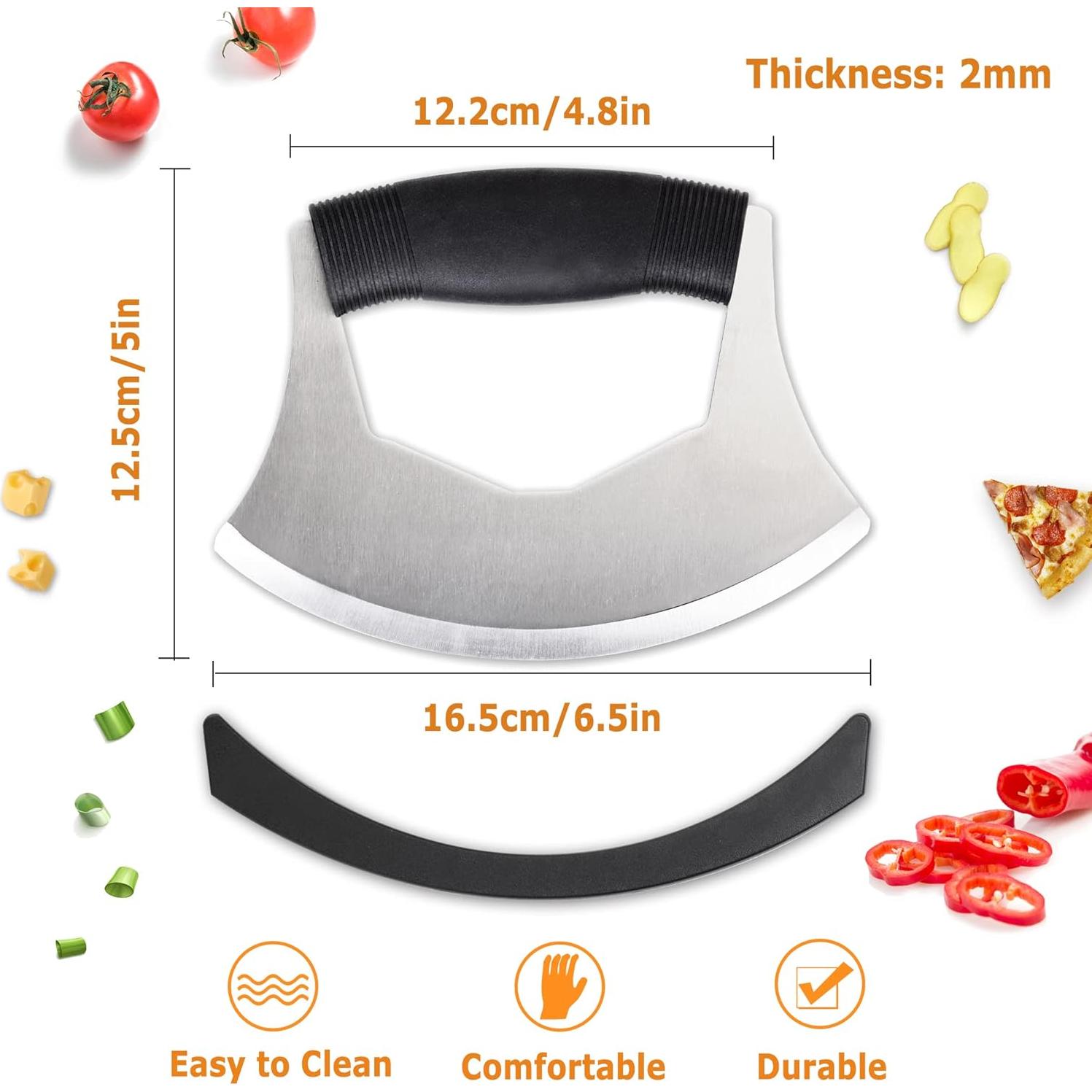 Cuchillo Mezzaluna XoYoZo Acero Inoxidable 16.5 cm Antideslizante