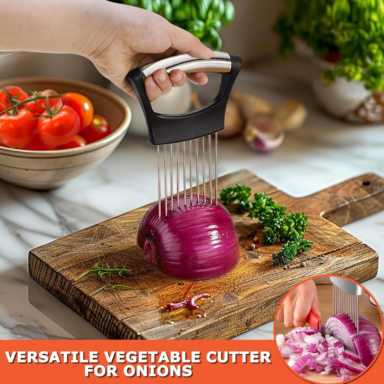 Cortador de cebolla XoYoZo con raspador de acero inoxidable