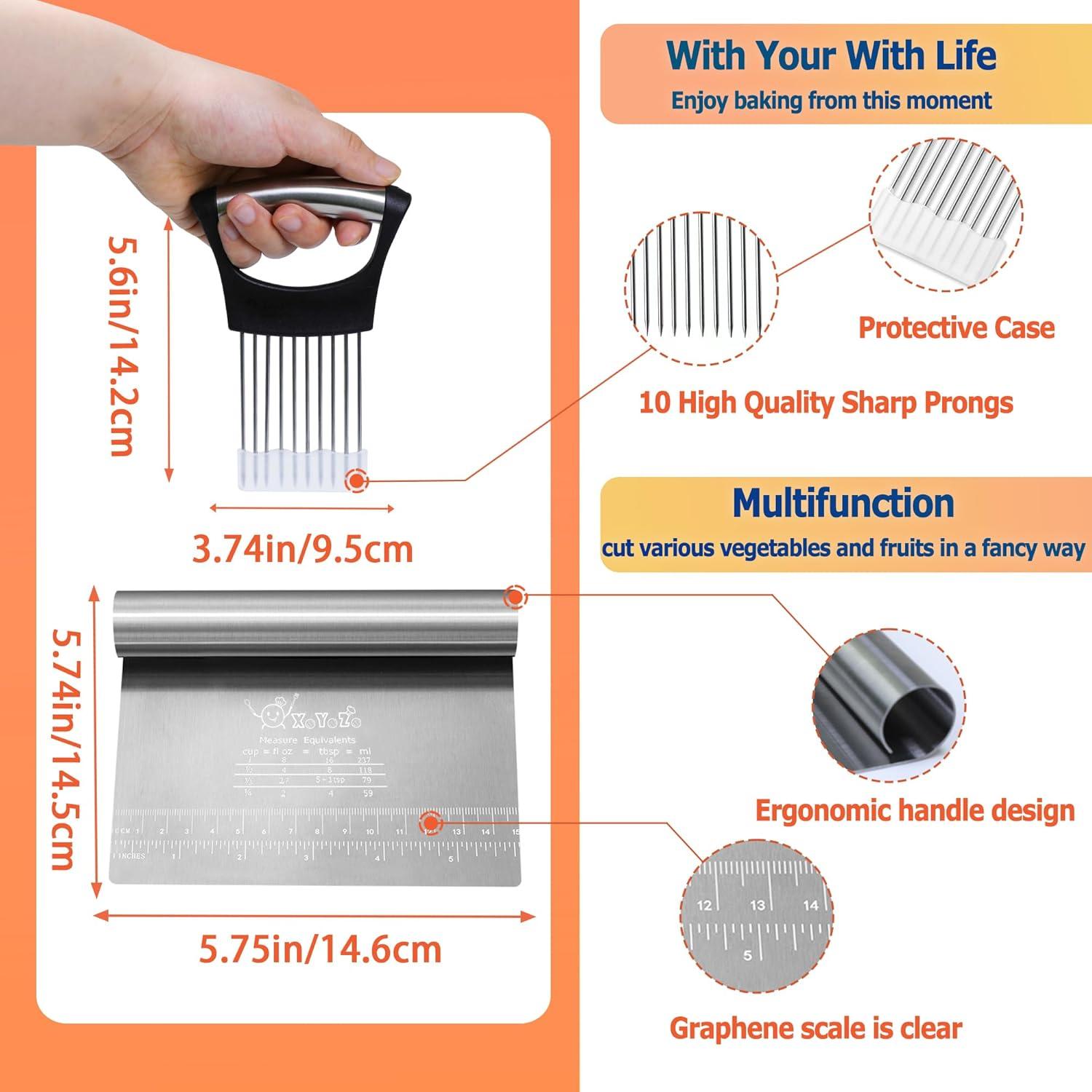 Cortador de cebolla XoYoZo con raspador de acero inoxidable
