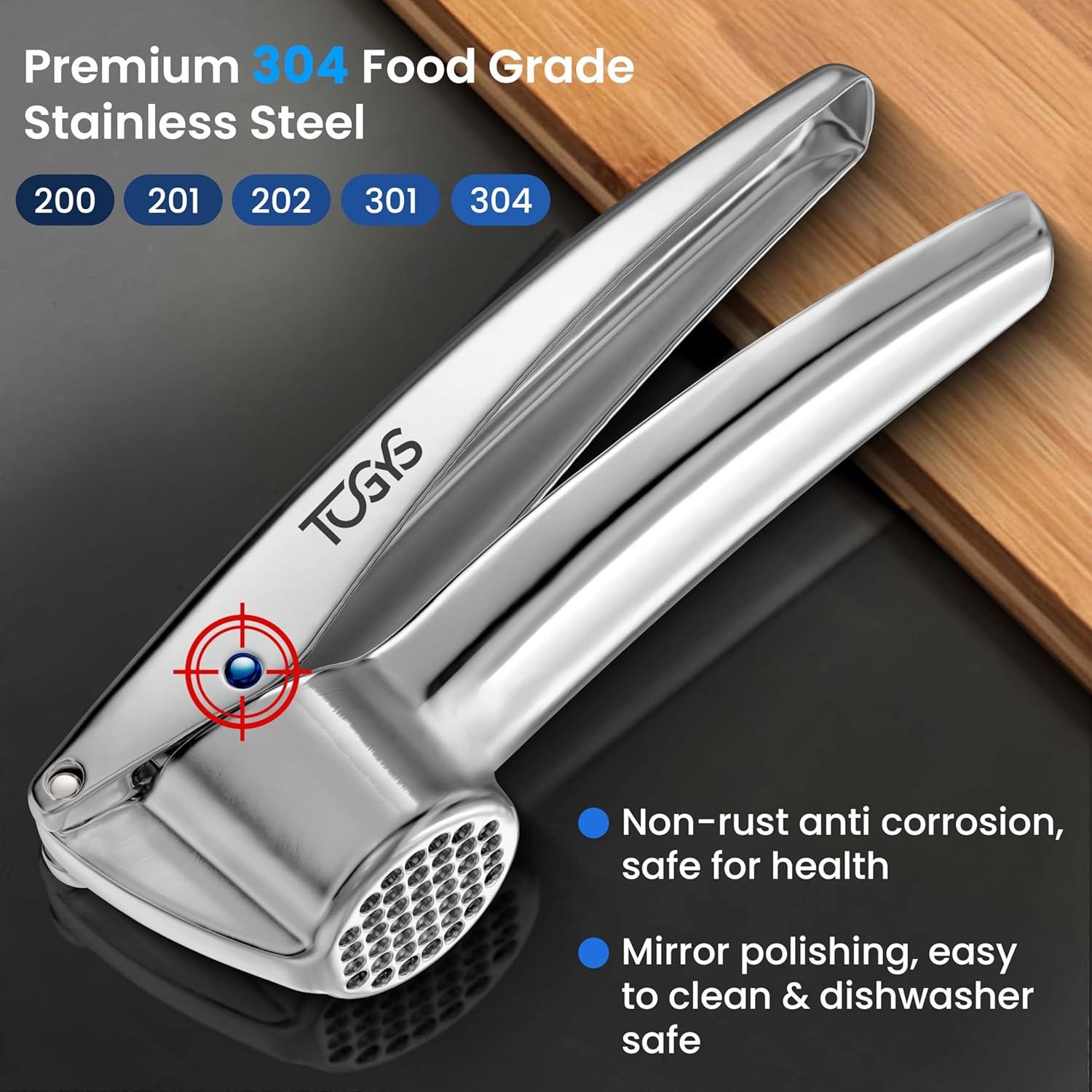 Prensa de Ajo TOGYS Acero Inoxidable con Pelador Silicona