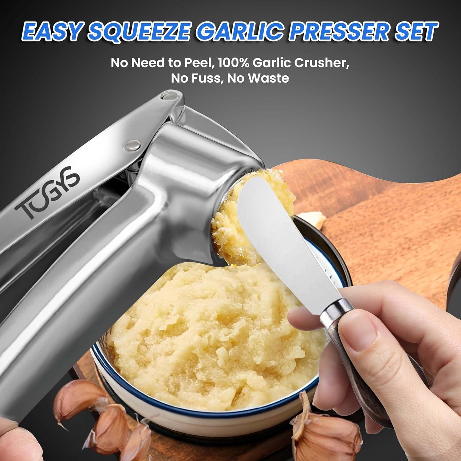 Prensa de Ajo TOGYS Acero Inoxidable con Pelador Silicona
