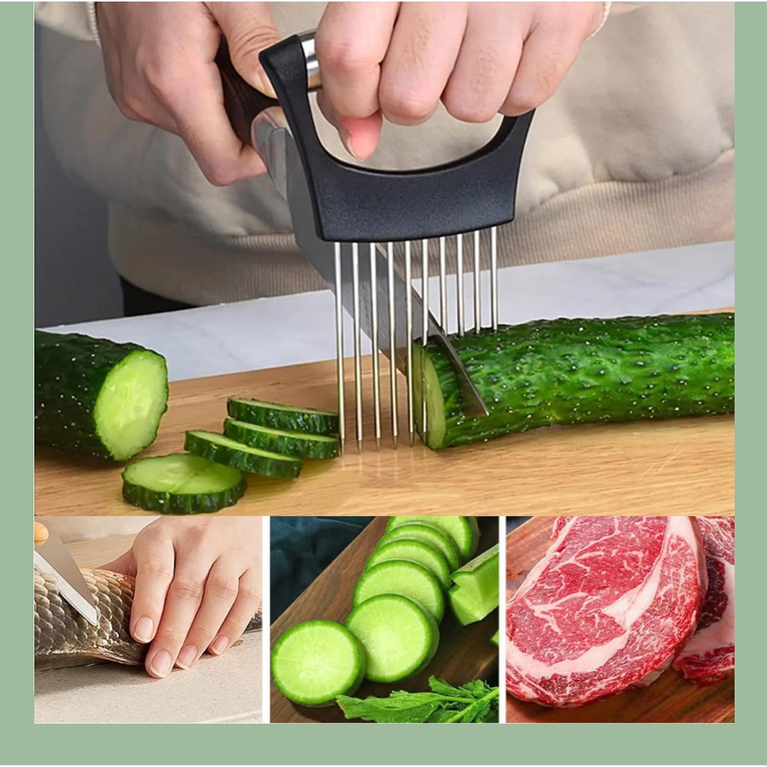 Cortador de Cebolla Leyatry 2PCS Acero Inoxidable Versátil