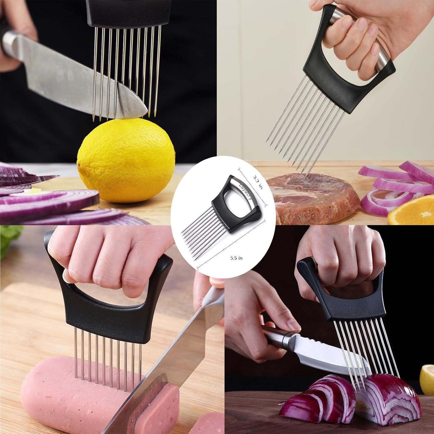 Cortador de Cebolla Leyatry 2PCS Acero Inoxidable Versátil