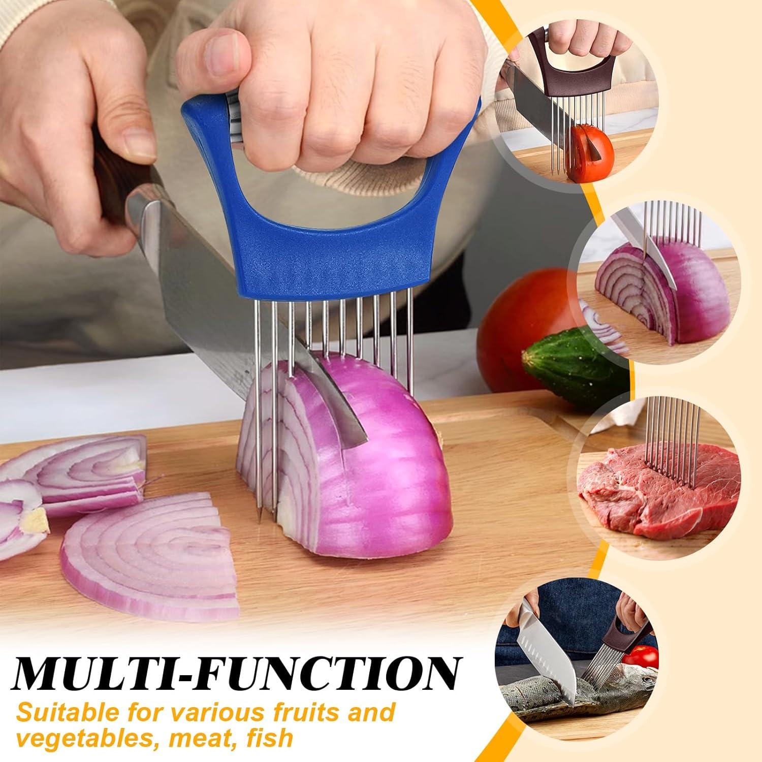 Soporte de Cebolla Acero Inoxidable QPEY Azul Cortador