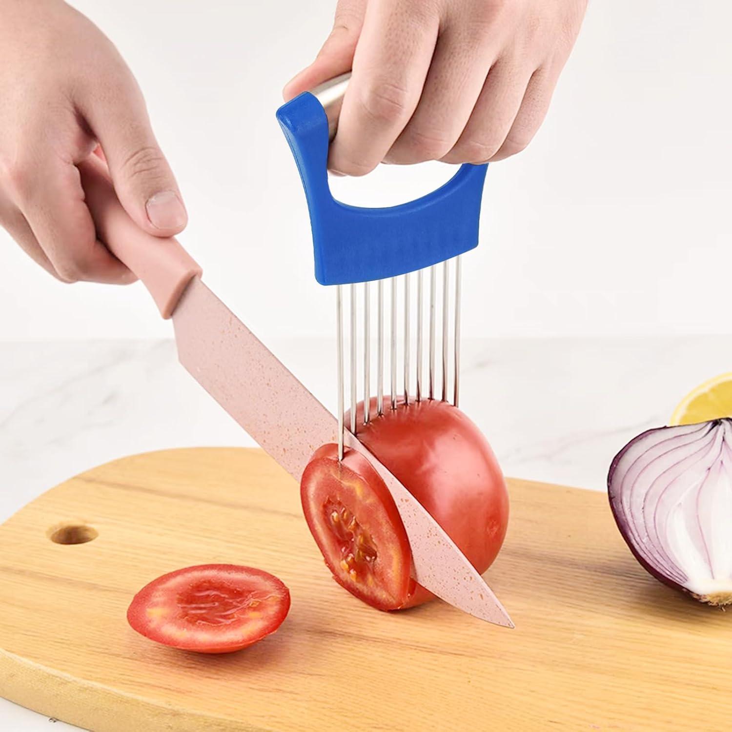 Soporte de Cebolla Acero Inoxidable QPEY Azul Cortador