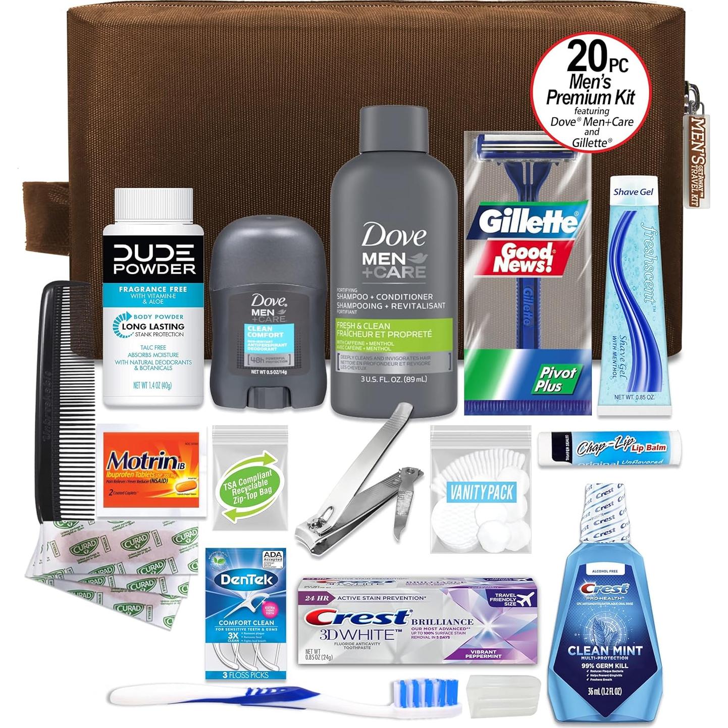Kit de Viaje Premium 20 Piezas Dove Men & Care TSA