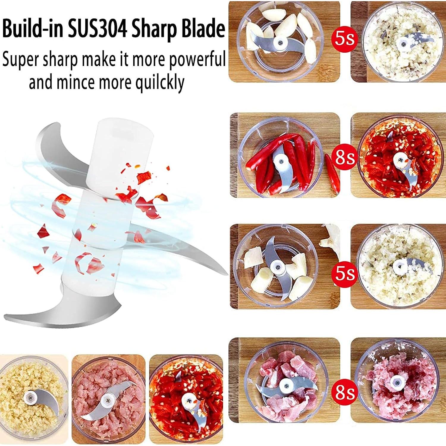 Picador de Ajo Eléctrico Kenpiko 250ml Verde, Recargable