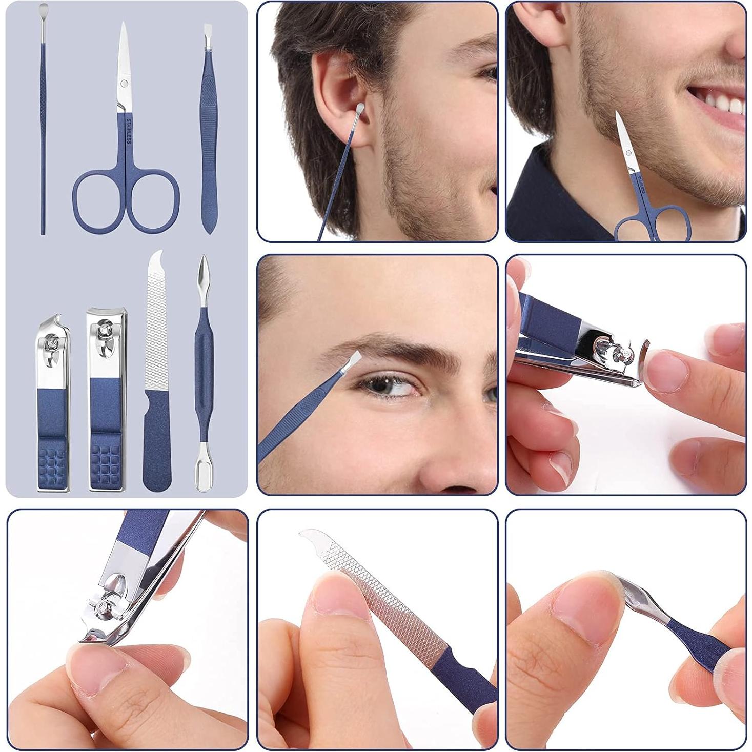 Juego de Manicura Aceoce Kit de Cuidado Personal Azul