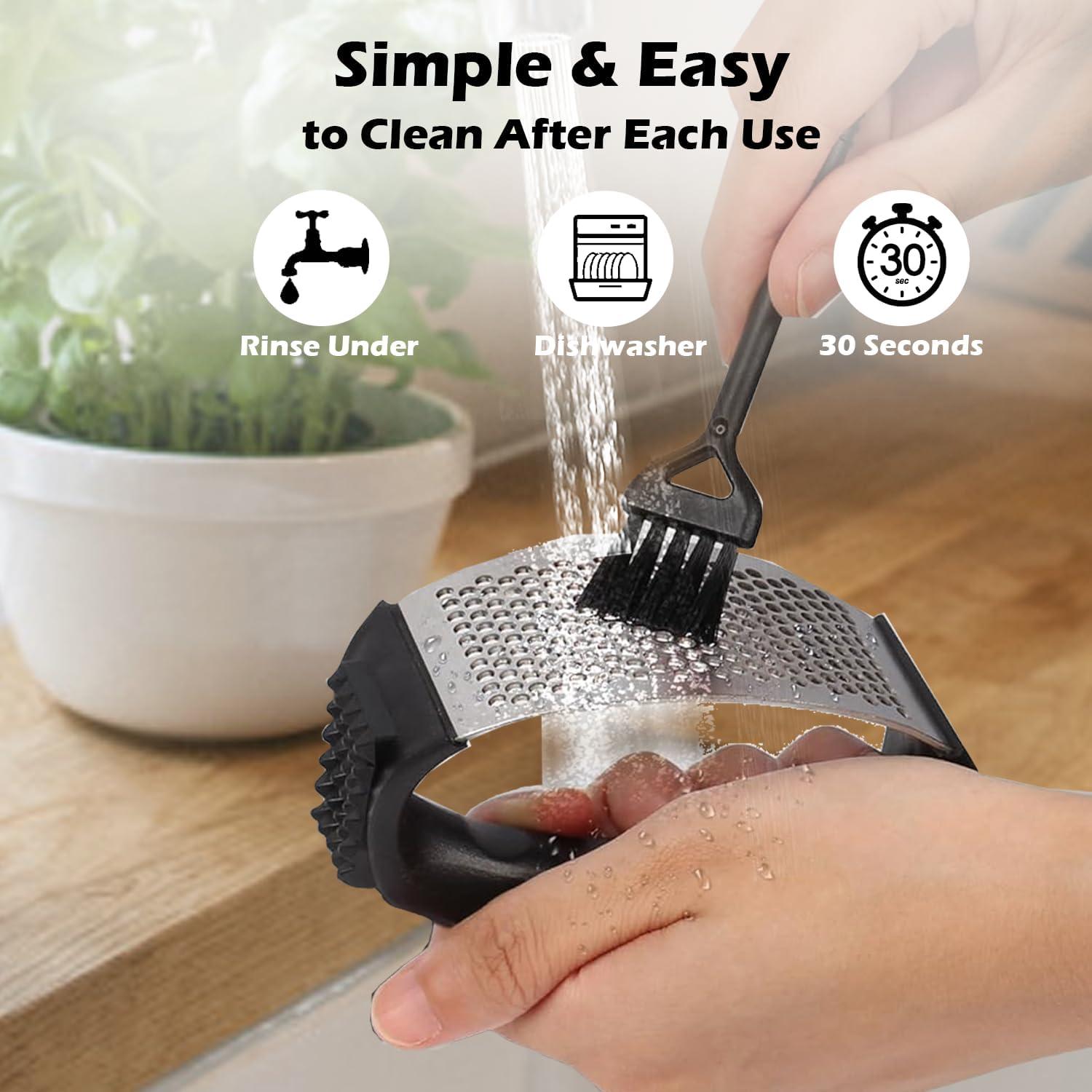 Prensa de Ajo Rocker Acero Inoxidable con Pelador y Cepillo