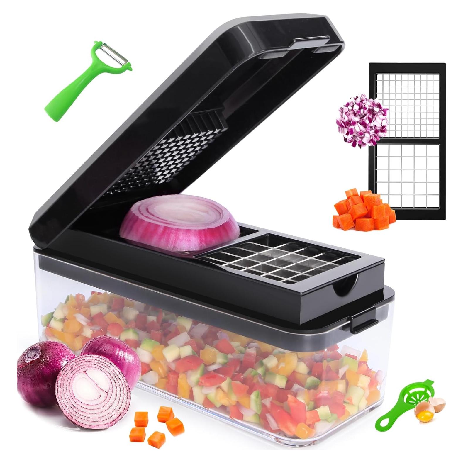 Cortador de Verduras GLADICER 4 en 1 con Contenedor Negro