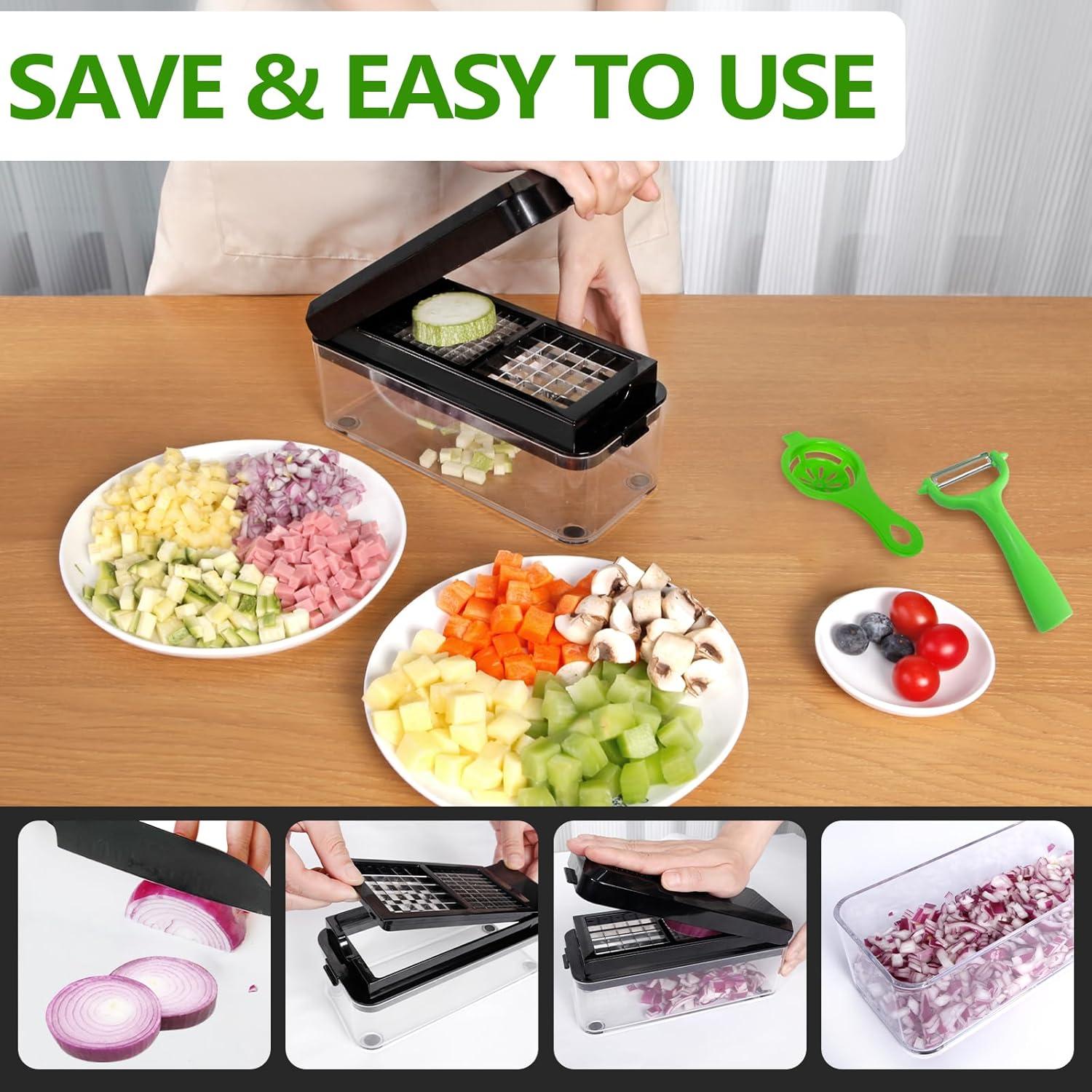 Cortador de Verduras GLADICER 4 en 1 con Contenedor Negro