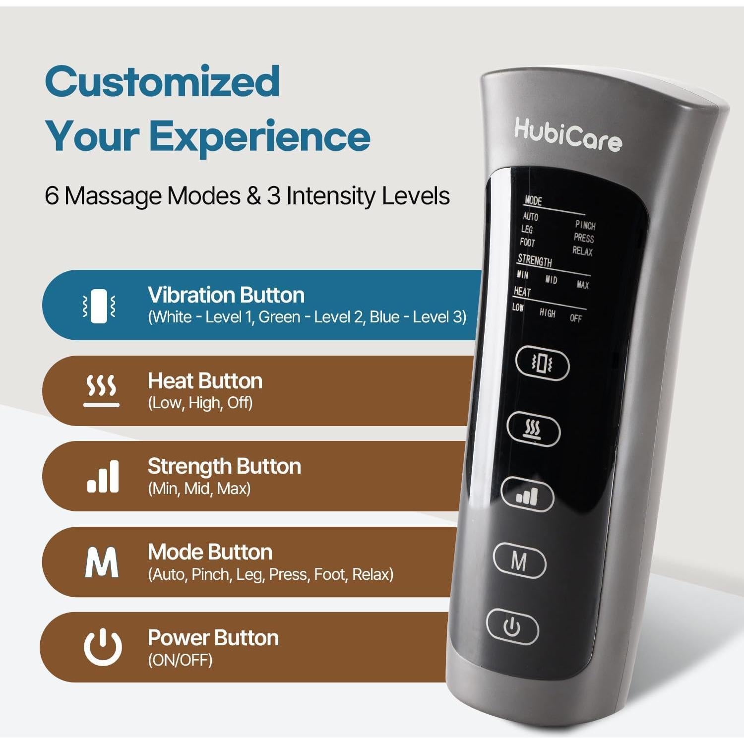 Masajeador de Piernas HuBDIC FE-7207 con Calor y Compresión