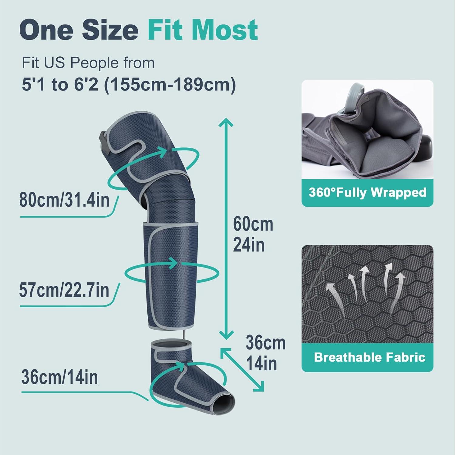SLOTHMORE Leg Massager for Circulation and Pain Relief, Air Compression Foot Massage with 3 Heat Levels 4 Modes, 4-in-1 Foot Calf Knee & Thigh, Knee Heating Therapy, Gift for Mom Dad