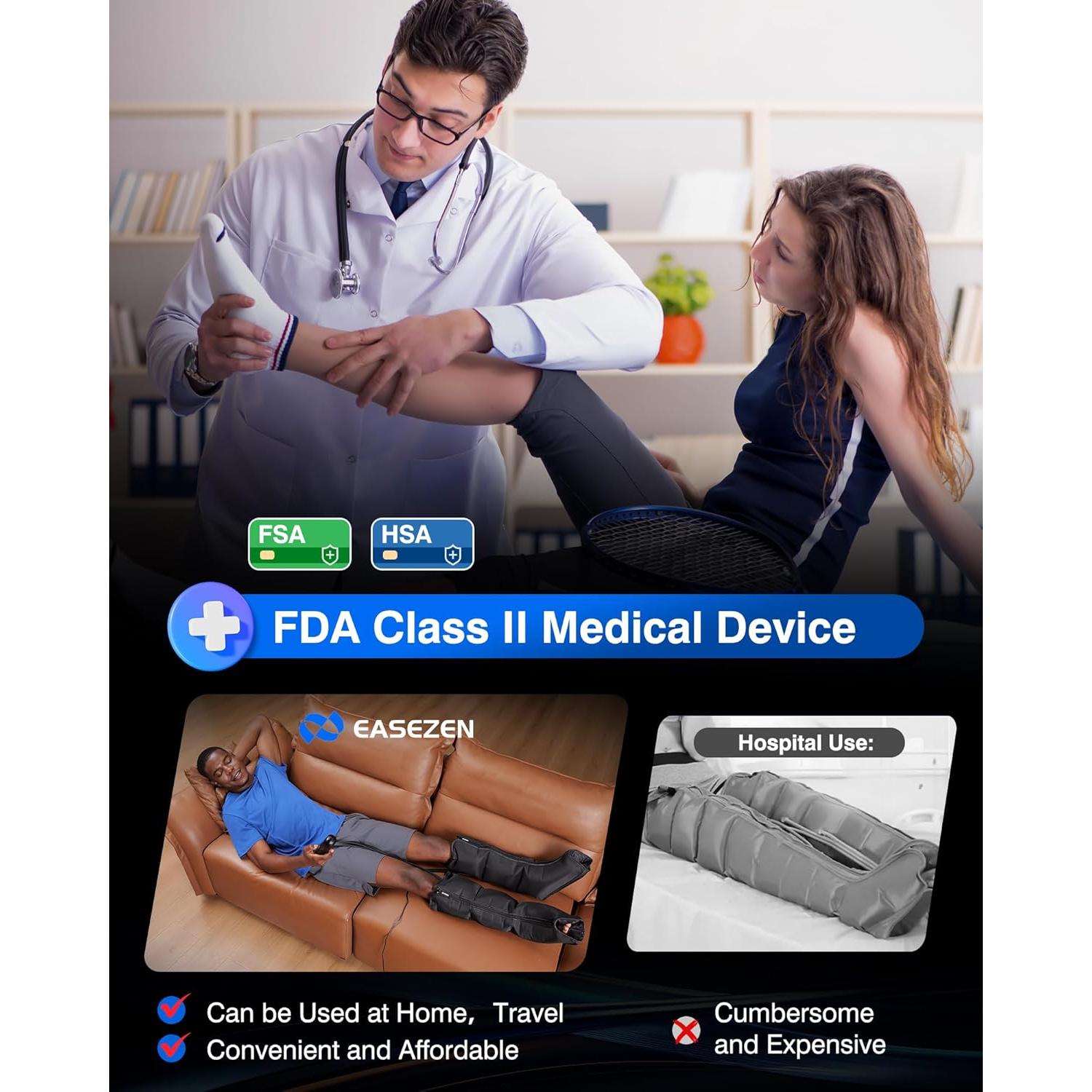 Masajeador de Compresión para Piernas EaseZen con Calor