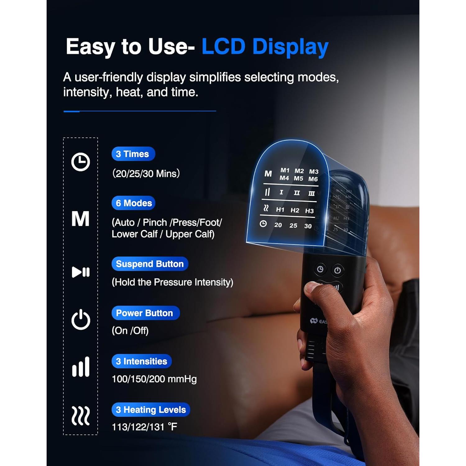 Masajeador de Compresión para Piernas EaseZen con Calor