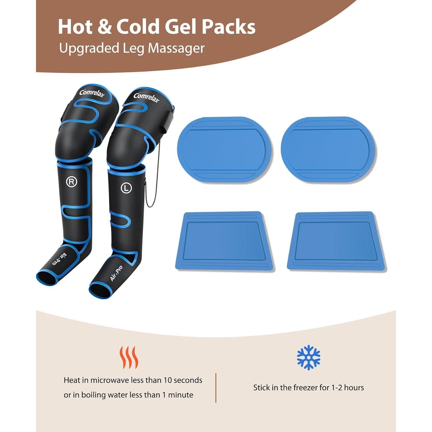 Leg Massager with Air Compression & Heat, Calf & Foot Massager for Circulation and Pain, Compression Boots with Video Wearing Guide, Update Controller with 6 Modes & 3 Heating Levels, Gift for Mom