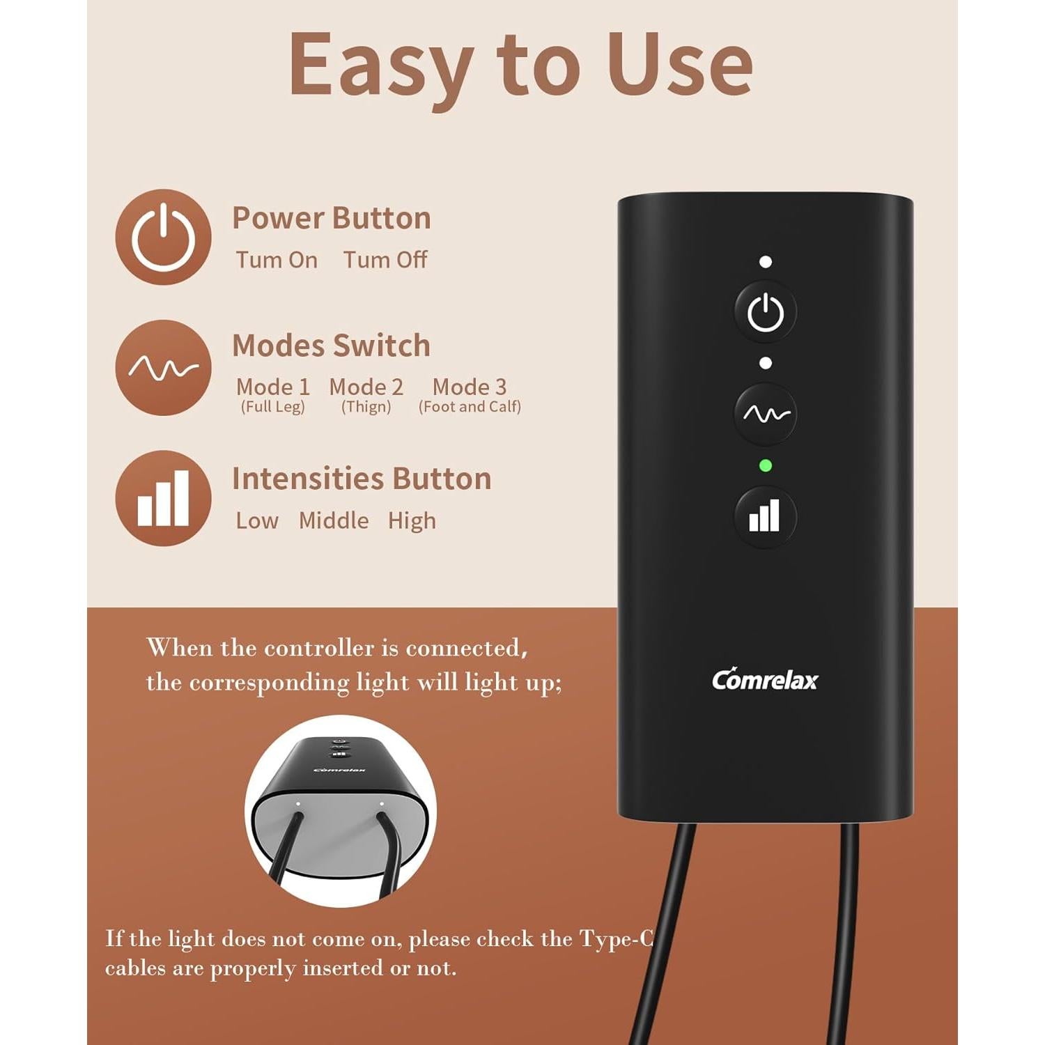 Leg Massager with Air Compression & Heat, Calf & Foot Massager for Circulation and Pain, Compression Boots with Video Wearing Guide, Update Controller with 6 Modes & 3 Heating Levels, Gift for Mom