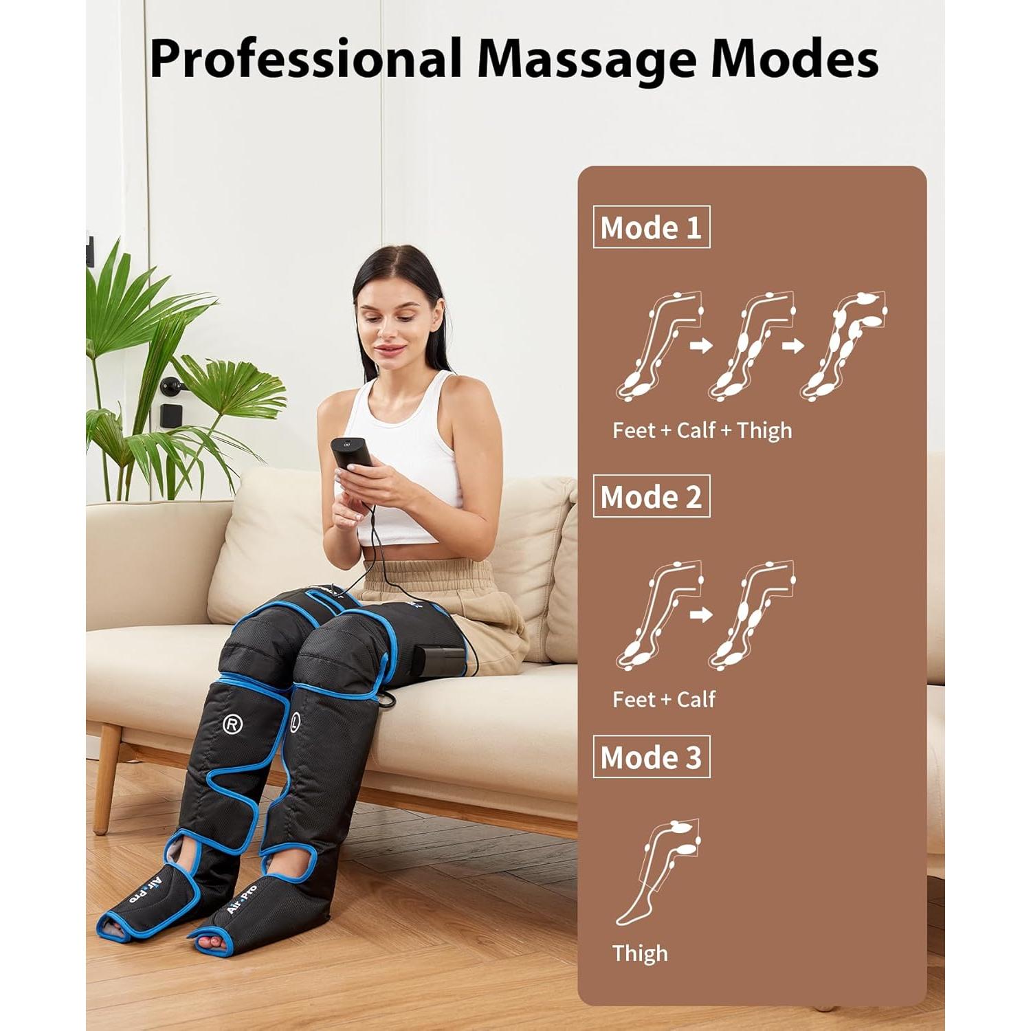 Leg Massager with Air Compression & Heat, Calf & Foot Massager for Circulation and Pain, Compression Boots with Video Wearing Guide, Update Controller with 6 Modes & 3 Heating Levels, Gift for Mom