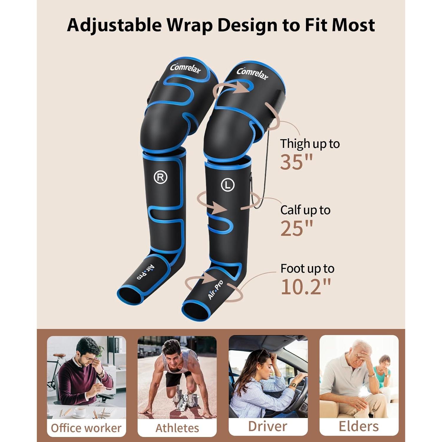 Leg Massager with Air Compression & Heat, Calf & Foot Massager for Circulation and Pain, Compression Boots with Video Wearing Guide, Update Controller with 6 Modes & 3 Heating Levels, Gift for Mom