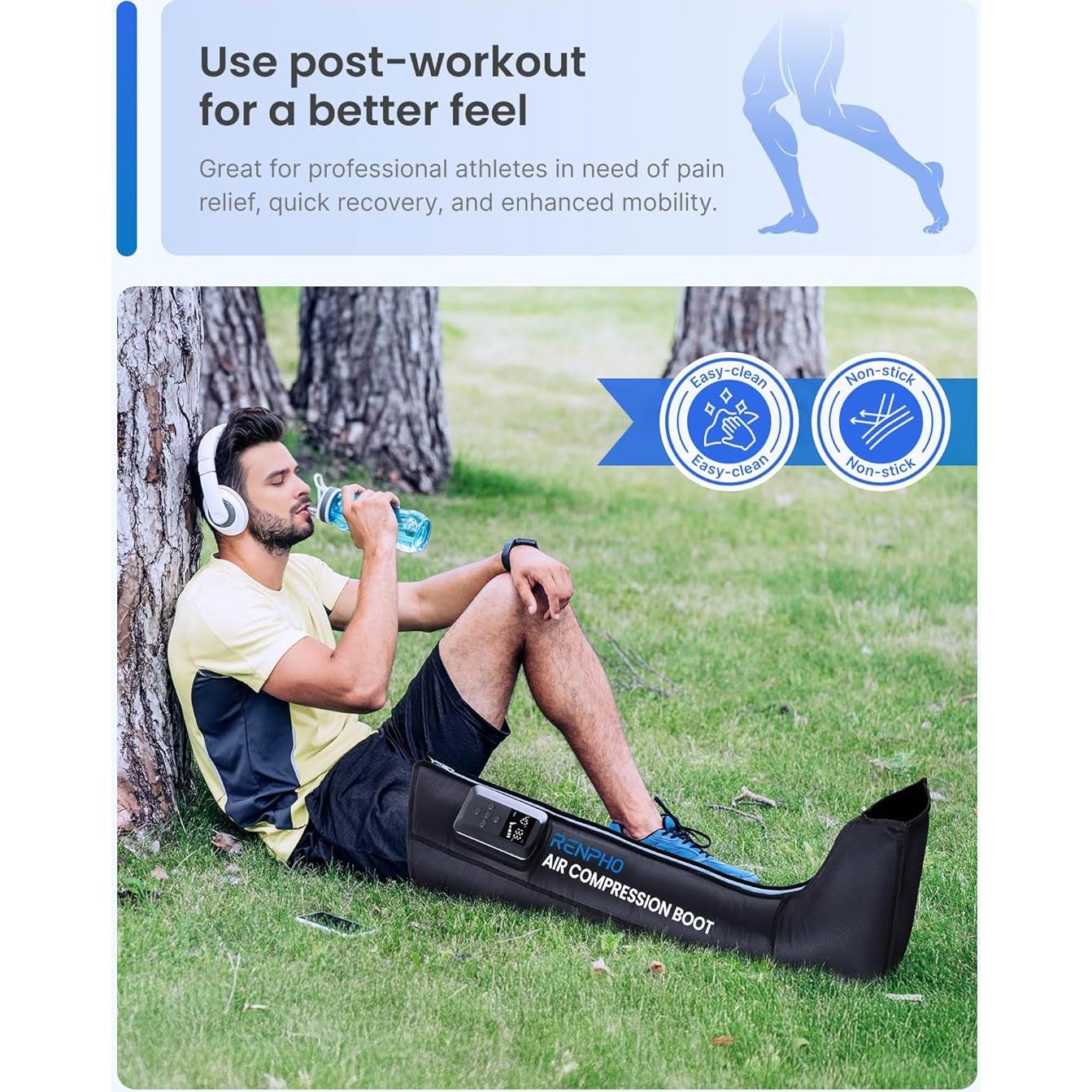 Masajeador de Piernas RENPHO Inalámbrico con Compresión de Aire