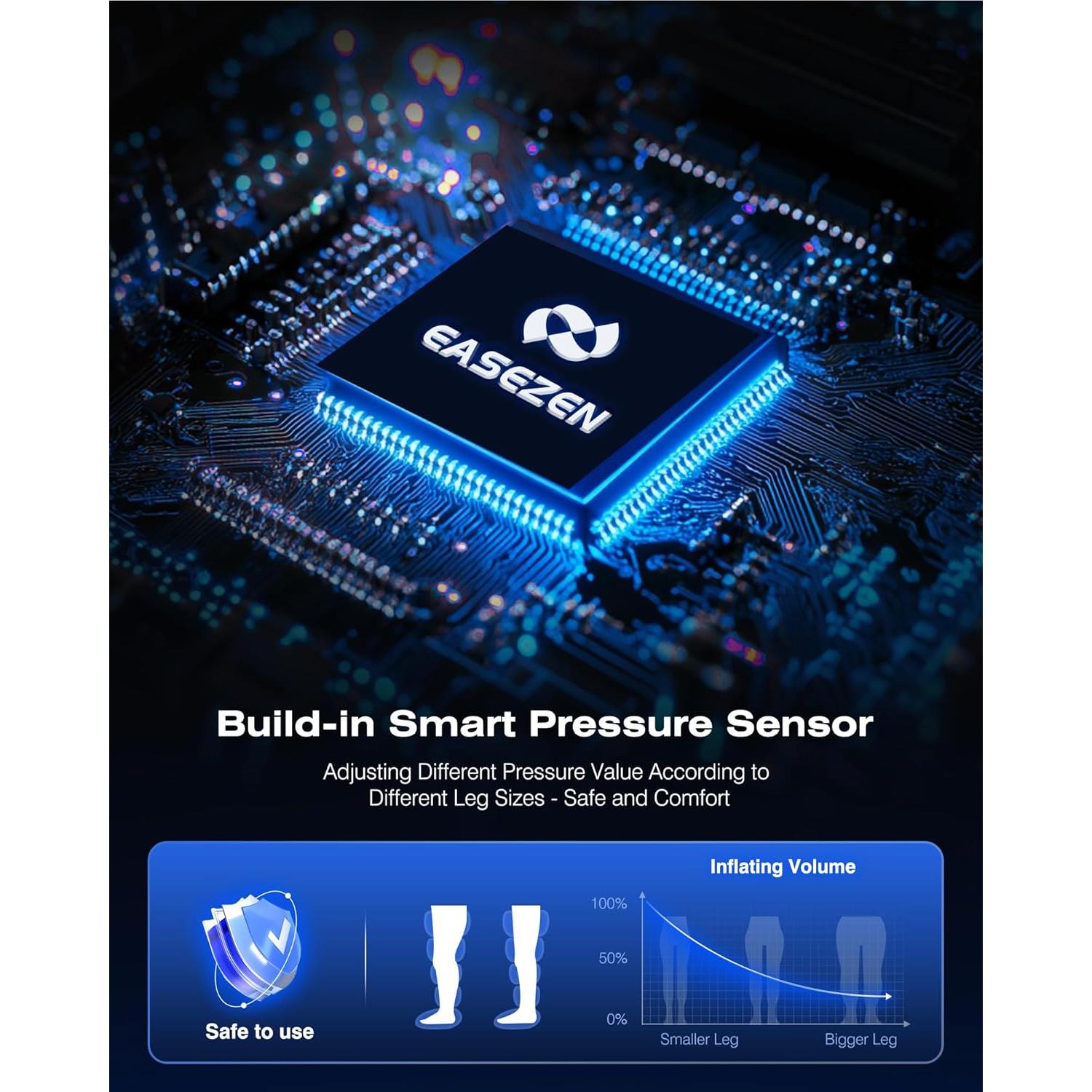 Masajeador de Piernas Inalámbrico EaseZen 5 Cámaras Alivio Dolor