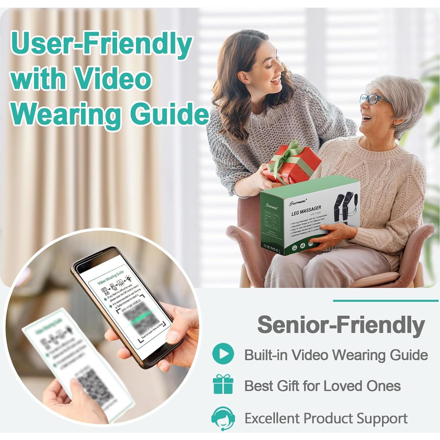 Masajeador de Piernas SLOTHMORE con Calor y Compresión 4 en 1