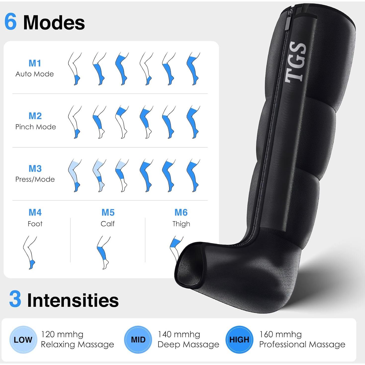Masajeador de Piernas TGS con Compresión y Calor - Alivio Dolor