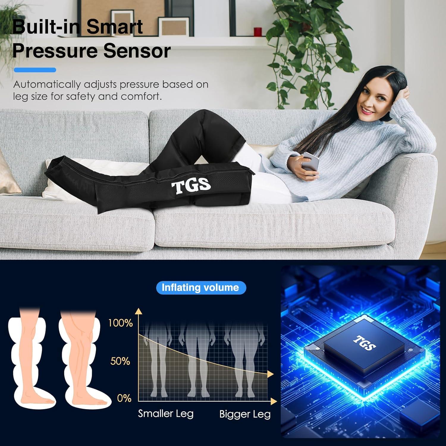 Masajeador de Piernas TGS con Compresión y Calor - Alivio Dolor