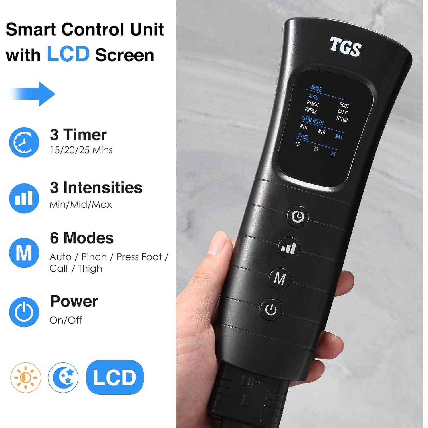Masajeador de Piernas TGS con Compresión y Calor - Alivio Dolor