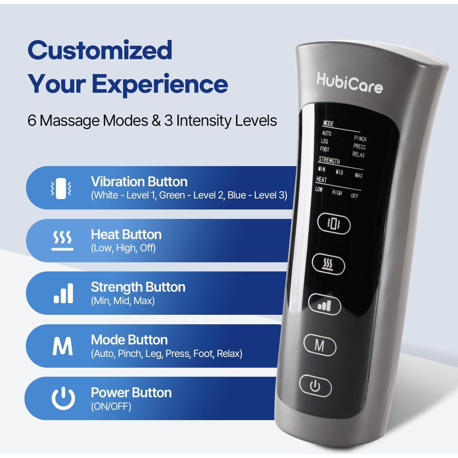 Masajeador de Piernas HubiCare FE-7208 con Calor y Compresión