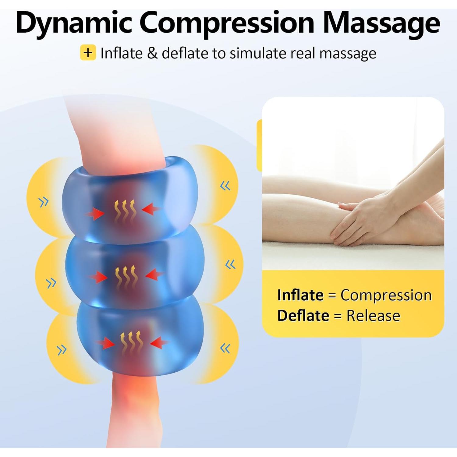 Comfytemp Cordless Leg Massager for Circulation and Pain Relief, Birthday Gift for Dad Mom Men Women, Portable Calves Massage with Heat and Compression, for RLS Edema Muscles (Fit Calf Size up to 18")