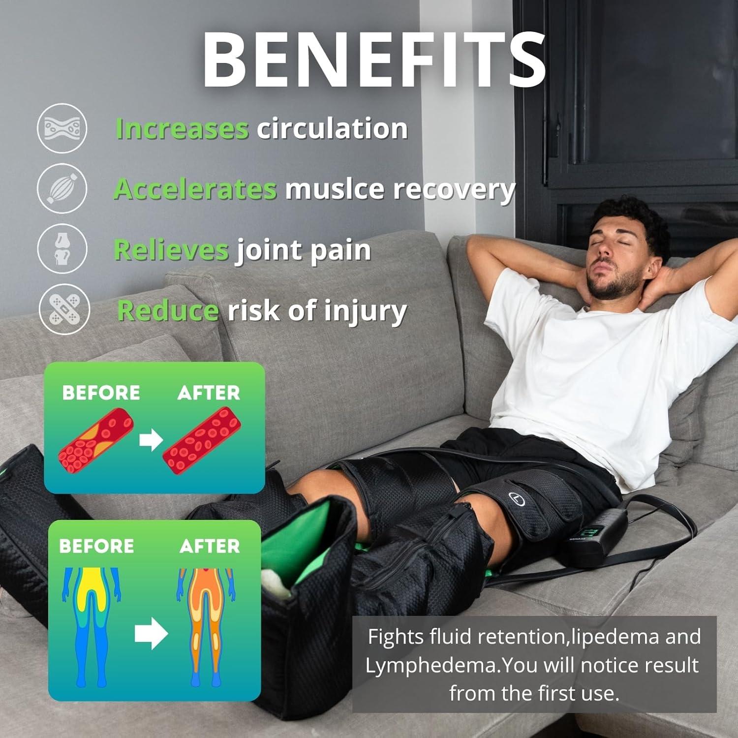 Masajeador de Piernas AIRECOVER con Calor y Compresión 3 en 1