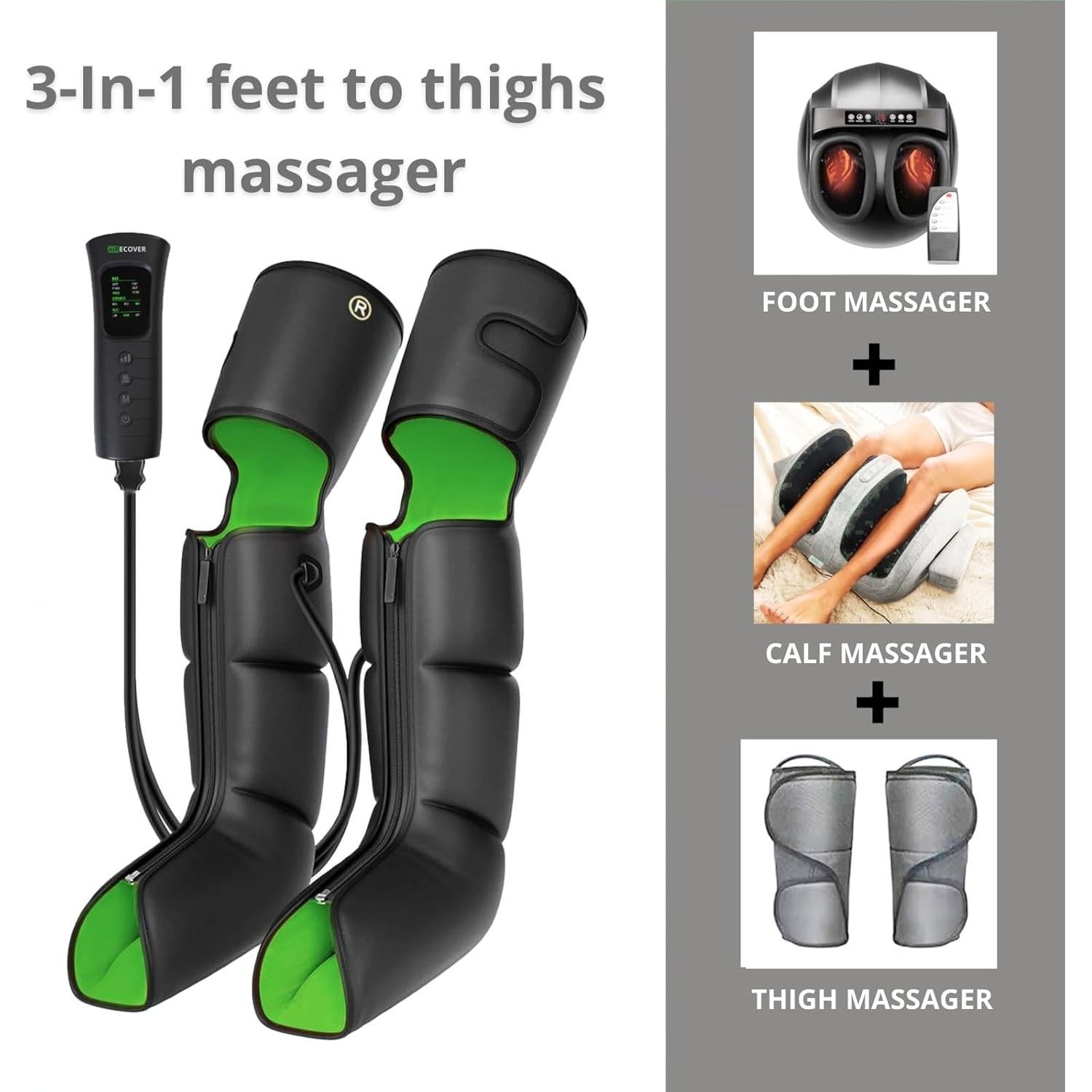 Masajeador de Piernas AIRECOVER con Calor y Compresión 3 en 1
