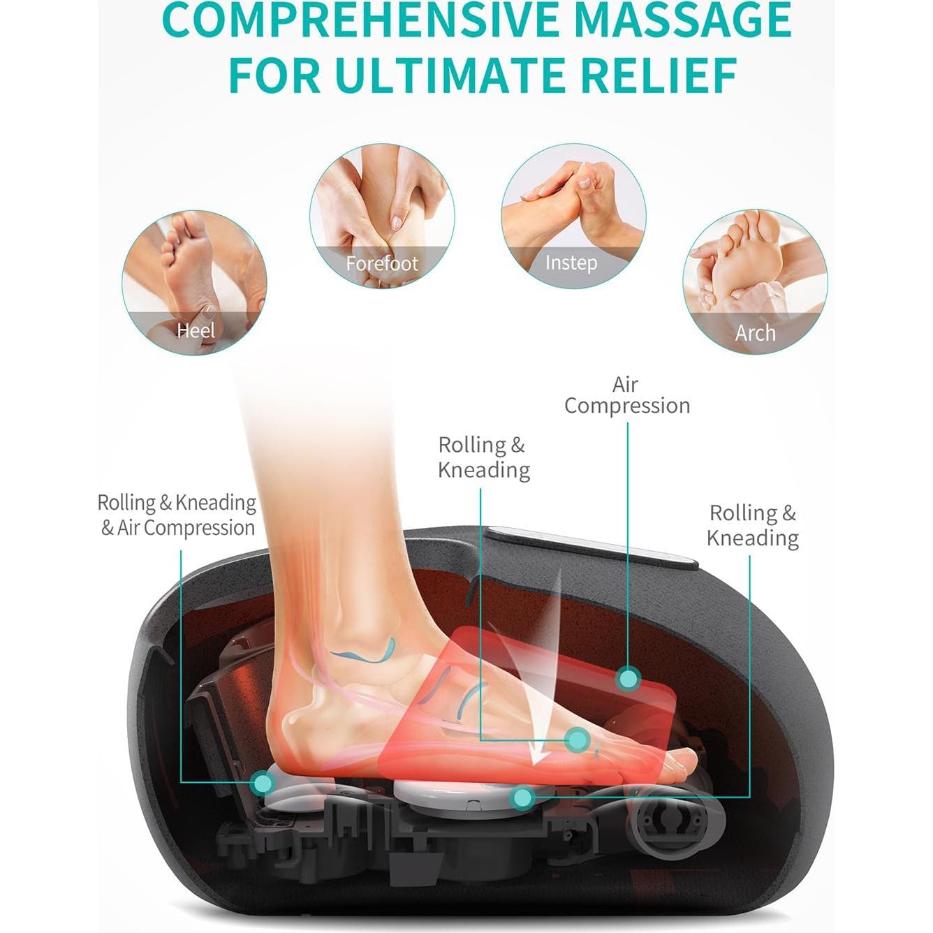 Nekteck Foot Massager Machine with Heat, Deep Kneading Shiatsu Foot Massager with Air Compression, Soothe Muscles, Multiple Massage Modes & Adjustable Intensity Christmas Gifts for Her & Him