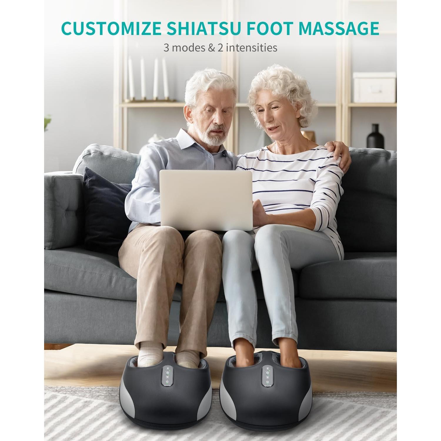 Nekteck Foot Massager Machine with Heat, Deep Kneading Shiatsu Foot Massager with Air Compression, Soothe Muscles, Multiple Massage Modes & Adjustable Intensity Christmas Gifts for Her & Him