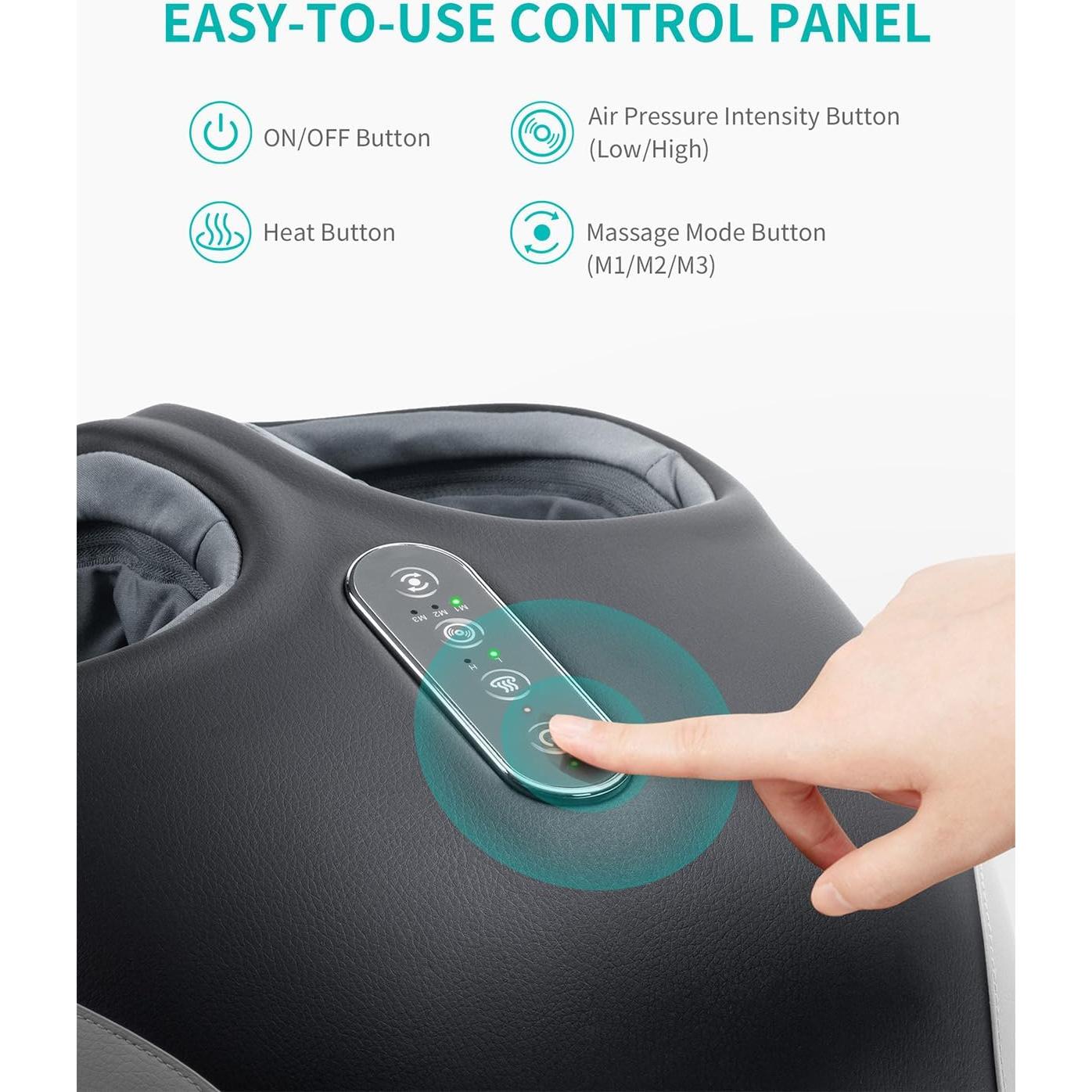 Nekteck Foot Massager Machine with Heat, Deep Kneading Shiatsu Foot Massager with Air Compression, Soothe Muscles, Multiple Massage Modes & Adjustable Intensity Christmas Gifts for Her & Him