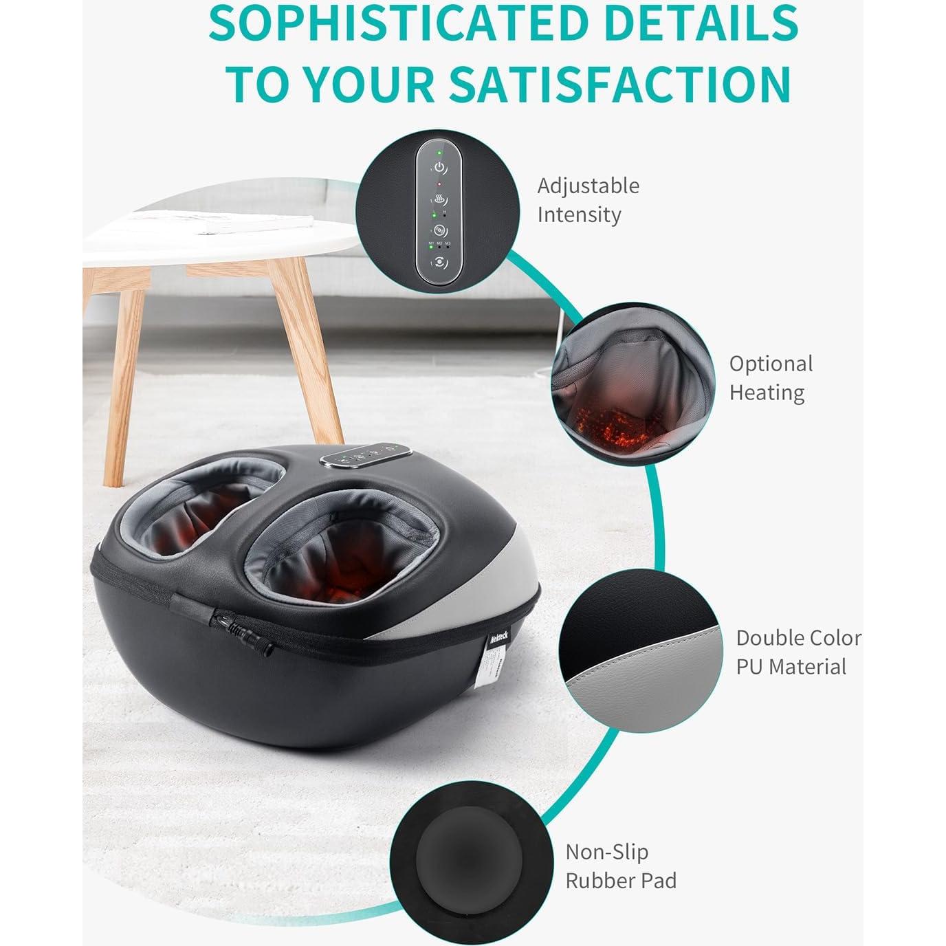 Nekteck Foot Massager Machine with Heat, Deep Kneading Shiatsu Foot Massager with Air Compression, Soothe Muscles, Multiple Massage Modes & Adjustable Intensity Christmas Gifts for Her & Him