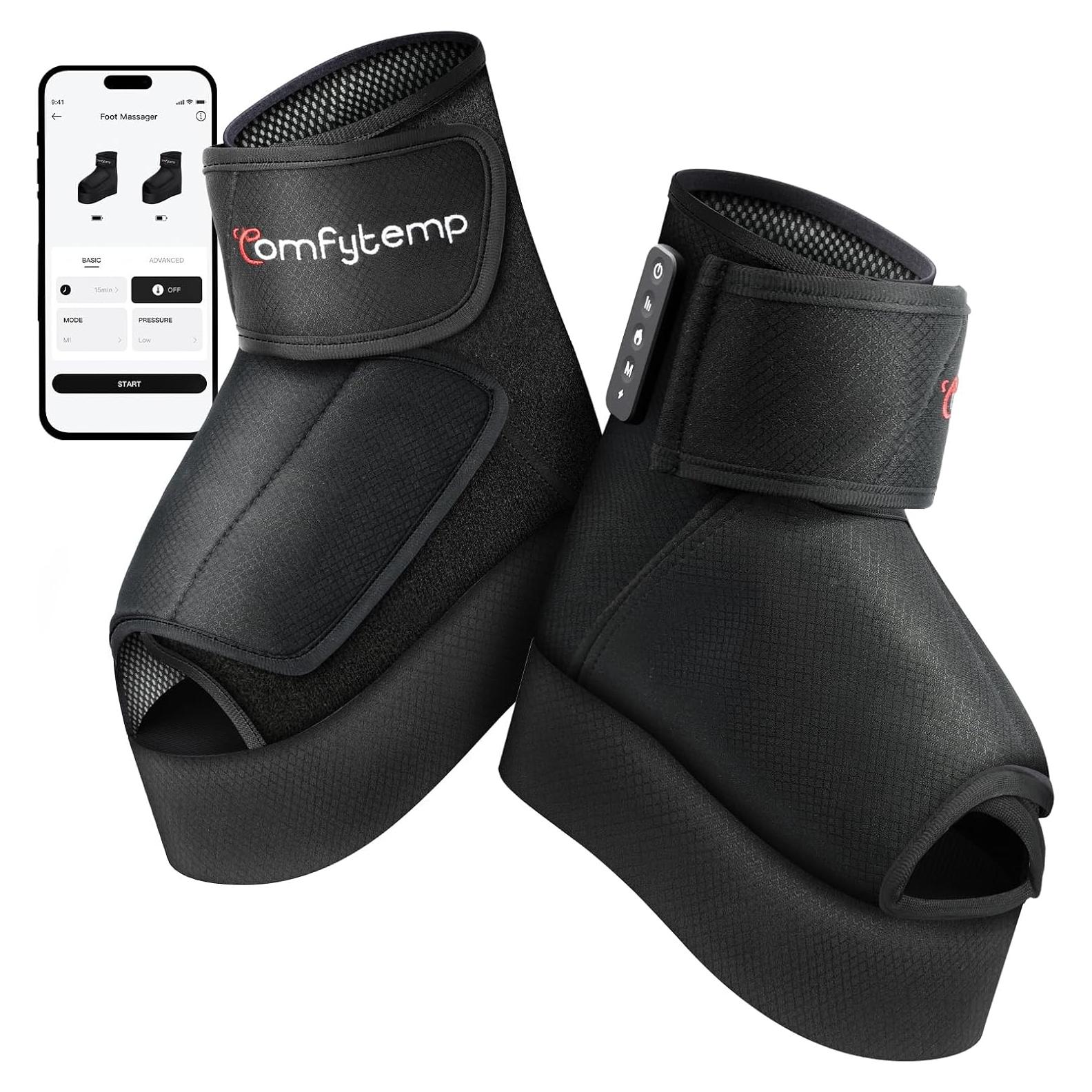 Comfytemp Cordless Foot Massager with Heat and Compression, Father's Day Gifts for Dad Men Husband, FSA HSA Eligible, Portable Ankle Massage for Plantar Fasciitis and Pain Relief (Fits Size 6 to 10)