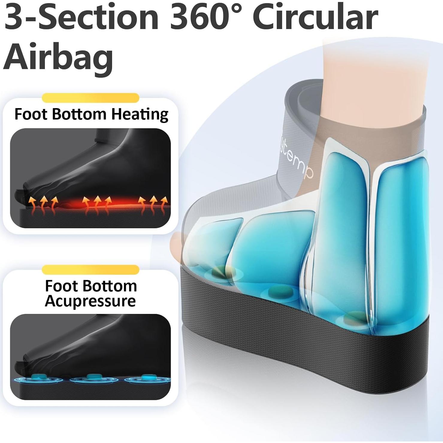 Comfytemp Cordless Foot Massager with Heat and Compression, Father's Day Gifts for Dad Men Husband, FSA HSA Eligible, Portable Ankle Massage for Plantar Fasciitis and Pain Relief (Fits Size 6 to 10)